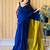 blue tassel detailed saree with no border