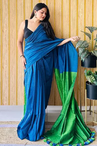 teal no border party saree