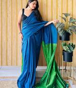 teal no border party saree