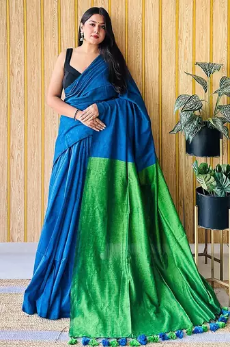 teal no border party saree