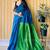 teal no border party saree