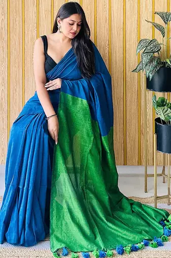 teal no border party saree