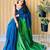 teal no border party saree