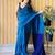 teal no border party saree