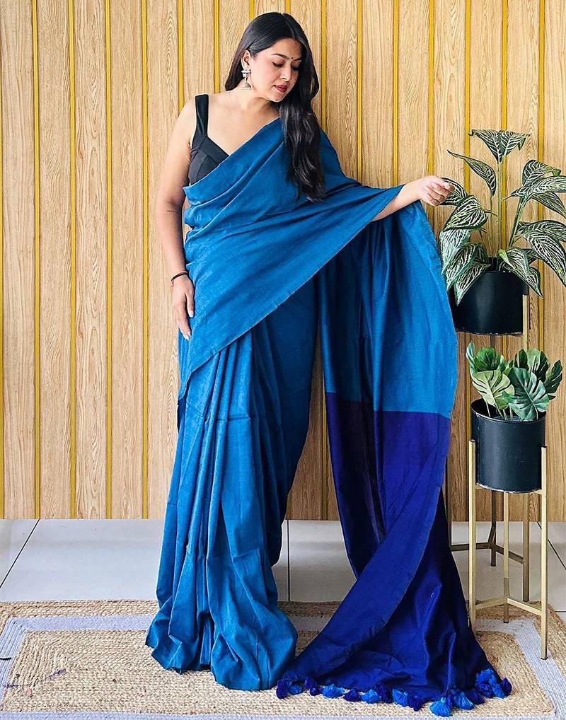 teal no border party saree