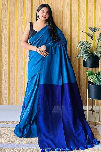 teal no border party saree
