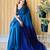 teal no border party saree