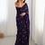 purple embellished beads and stones saree with scallop border