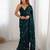 teal embellished satin saree with blouse piece