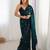 teal embellished satin saree with blouse piece