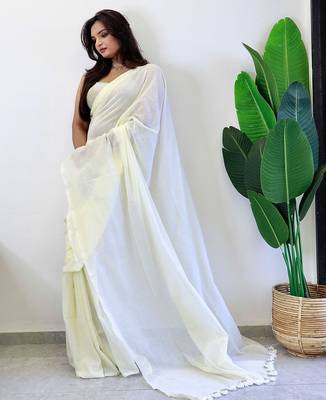 off white cotton saree with blouse 2