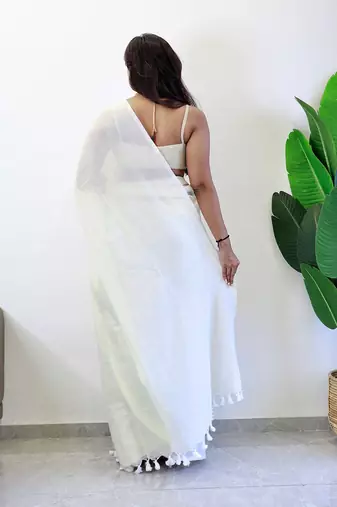 off white cotton saree with blouse
