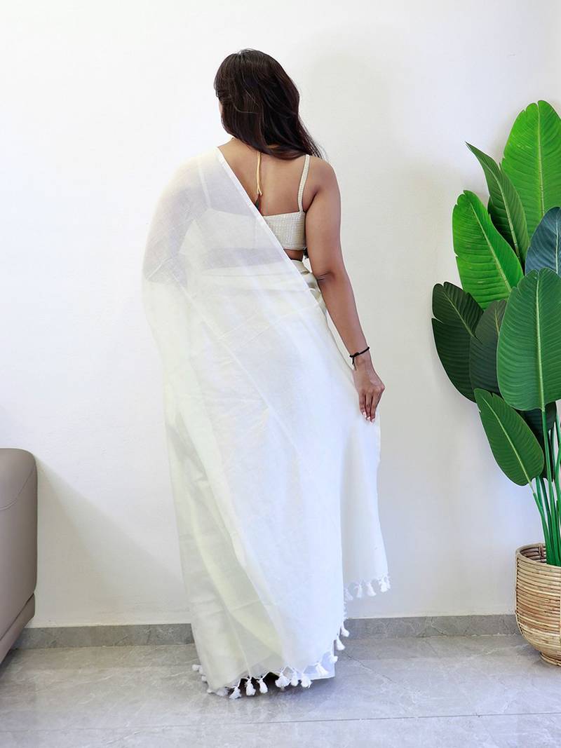 off white cotton saree with blouse