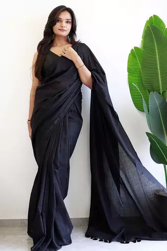 black cotton saree with blouse