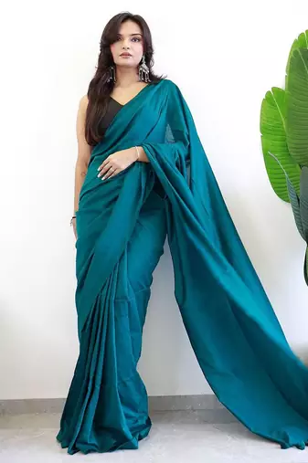 teal designer saree with blouse