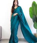 teal designer saree with blouse