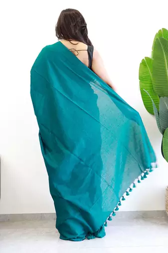 teal designer saree with blouse