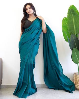teal designer saree with blouse 3