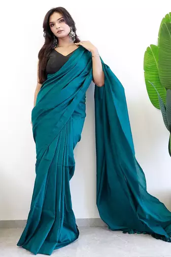 teal designer saree with blouse