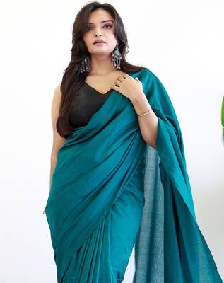 teal designer saree with blouse 4