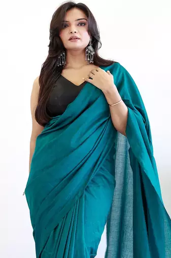 teal designer saree with blouse