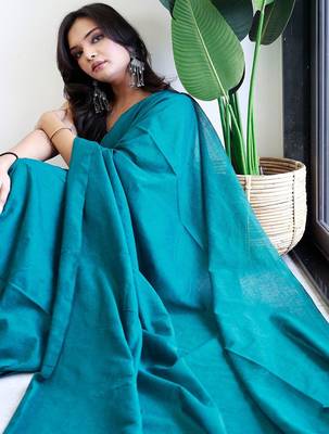 teal designer saree with blouse 5
