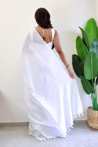 white cotton saree with blouse