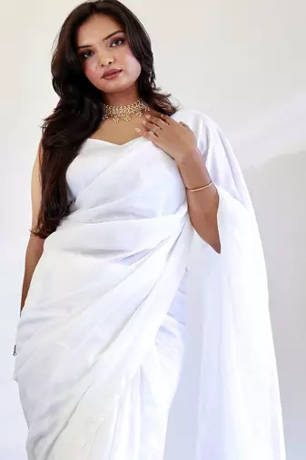 white cotton saree with blouse