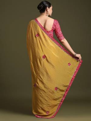 Mustard embellished sequinned tissue saree 3