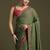 Green floral embroidered sequinned tissue saree with matching blouse