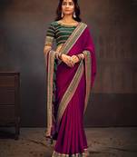 Pink embroidered party saree