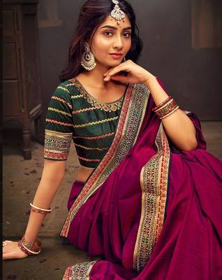 Pink embroidered party saree 2