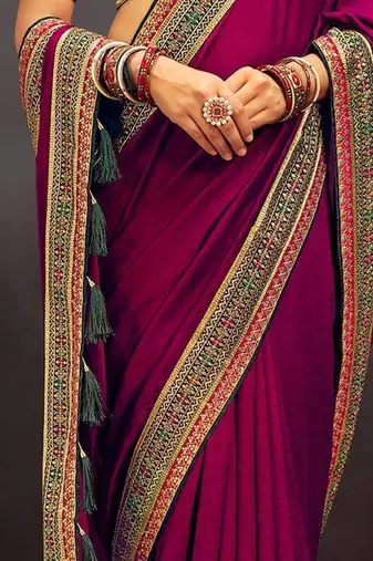 Pink embroidered party saree