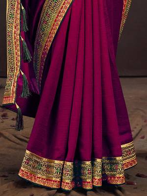Pink embroidered party saree 4