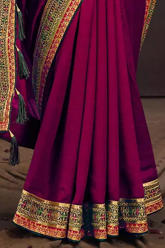 Pink embroidered party saree