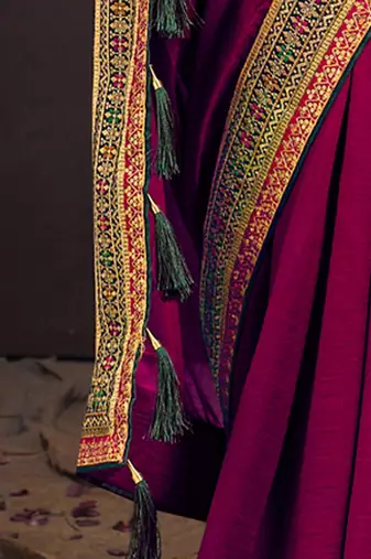 Pink embroidered party saree