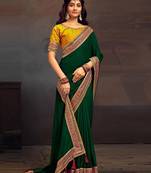 Green embroidered party saree