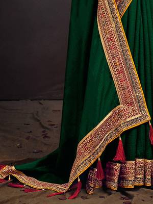 Green embroidered party saree 5