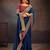 Teal embroidered party saree