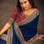 Teal embroidered party saree