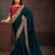 Teal embroidered party saree