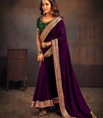 Purple embroidered party saree