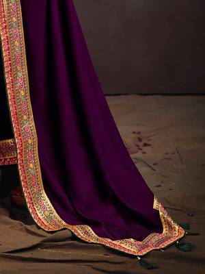 Purple embroidered party saree 4