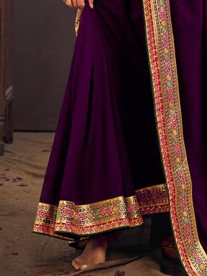 Purple embroidered party saree 5