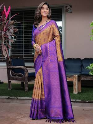 blue ethnic motifs zari kanjeevaram silk blend saree 2