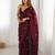 burgundy embellished sequinned satin designer saree