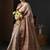 Brown floral printed zari detail saree