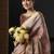 Brown floral printed zari detail saree