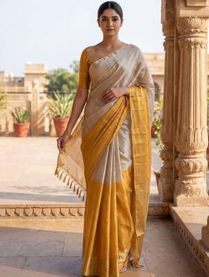 Off white woven design tissue kasavu saree 2