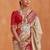 Cream cream-coloured & red woven design zari silk blend patola saree